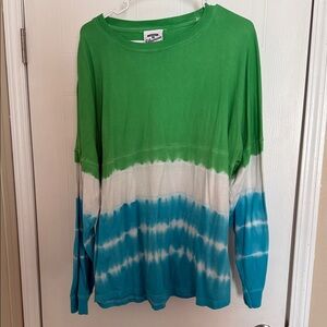 J. America Vibrant Green and Blue Tie-Dye Cotton Shirt